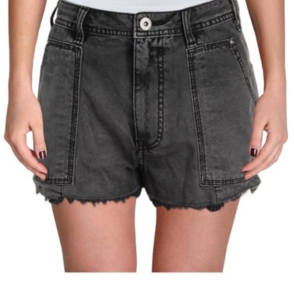 Free People Black High Wasted Jean Shorts